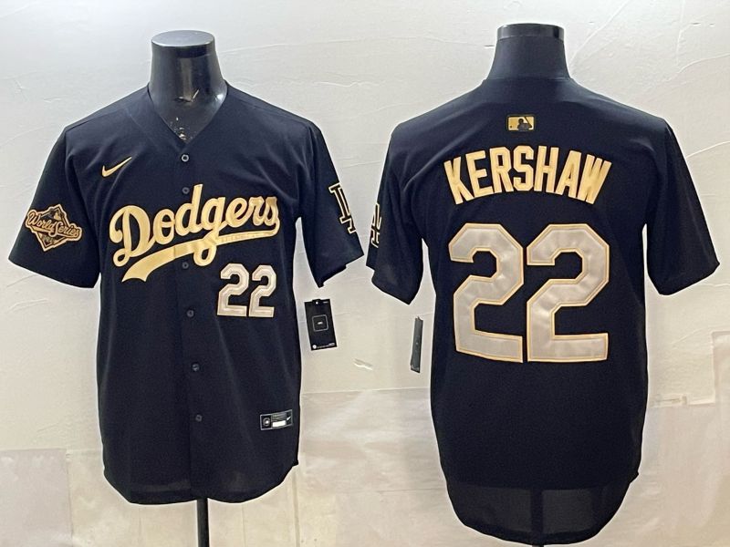 Men Los Angeles Dodgers #22 Kershaw Black Gold Game 2026 Nike MLB Jersey 003->los angeles dodgers->MLB Jersey
